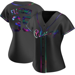 Aaron Fletcher Pittsburgh Pirates Women's Replica Alternate Jersey - Black Holographic