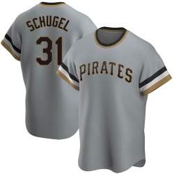 A.J. Schugel Pittsburgh Pirates Men's Replica Road Cooperstown Collection Jersey - Gray