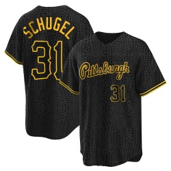 A.J. Schugel Pittsburgh Pirates Men's Replica Snake Skin City Jersey - Black