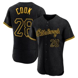 Billy Cook Pittsburgh Pirates Men's Authentic Snake Skin City Jersey - Black