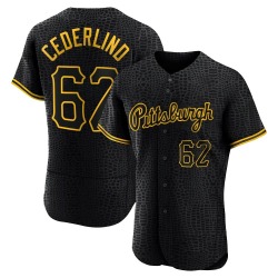 Blake Cederlind Pittsburgh Pirates Men's Authentic Snake Skin City Jersey - Black