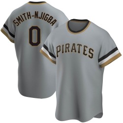 Canaan Smith-Njigba Pittsburgh Pirates Men's Replica Road Cooperstown Collection Jersey - Gray