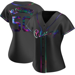 Carmen Mlodzinski Pittsburgh Pirates Women's Replica Alternate Jersey - Black Holographic