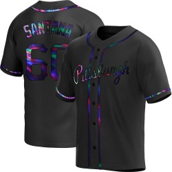 Dennis Santana Pittsburgh Pirates Men's Replica Alternate Jersey - Black Holographic