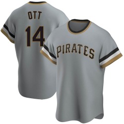 Ed Ott Pittsburgh Pirates Men's Replica Road Cooperstown Collection Jersey - Gray