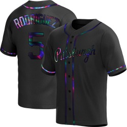 Endy Rodriguez Pittsburgh Pirates Men's Replica Alternate Jersey - Black Holographic