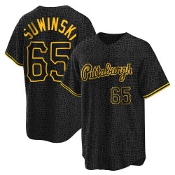 Jack Suwinski Pittsburgh Pirates Men's Replica Snake Skin City Jersey - Black