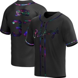 Jared Jones Pittsburgh Pirates Men's Replica Alternate Jersey - Black Holographic