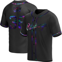 Jason Bay Pittsburgh Pirates Men's Replica Alternate Jersey - Black Holographic