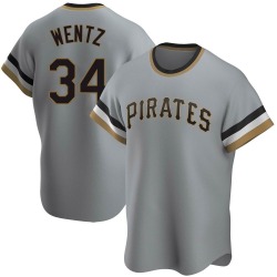 Joey Wentz Pittsburgh Pirates Men's Replica Road Cooperstown Collection Jersey - Gray