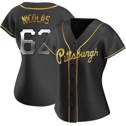 Kyle Nicolas Pittsburgh Pirates Women's Replica Alternate Jersey - Black Golden