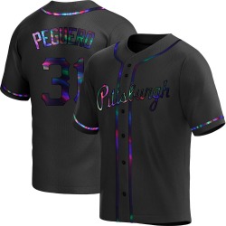 Liover Peguero Pittsburgh Pirates Men's Replica Alternate Jersey - Black Holographic