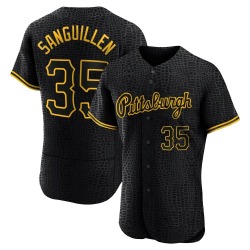 Manny Sanguillen Pittsburgh Pirates Men's Authentic Snake Skin City Jersey - Black