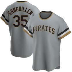 Manny Sanguillen Pittsburgh Pirates Men's Replica Road Cooperstown Collection Jersey - Gray