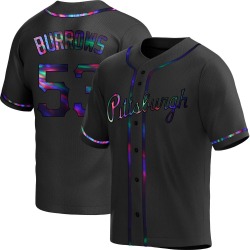 Mike Burrows Pittsburgh Pirates Men's Replica Alternate Jersey - Black Holographic