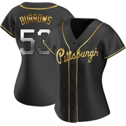 Mike Burrows Pittsburgh Pirates Women's Replica Alternate Jersey - Black Golden