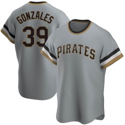 Nick Gonzales Pittsburgh Pirates Men's Replica Road Cooperstown Collection Jersey - Gray