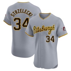 Peter Strzelecki Pittsburgh Pirates Men's Elite Road Jersey - Gray