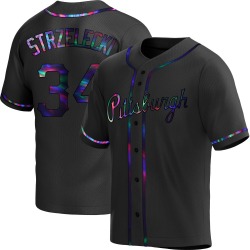 Peter Strzelecki Pittsburgh Pirates Men's Replica Alternate Jersey - Black Holographic