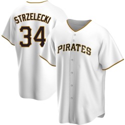 Peter Strzelecki Pittsburgh Pirates Men's Replica Home Jersey - White