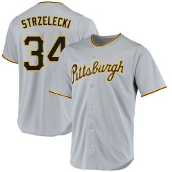 Peter Strzelecki Pittsburgh Pirates Men's Replica Road Jersey - Gray